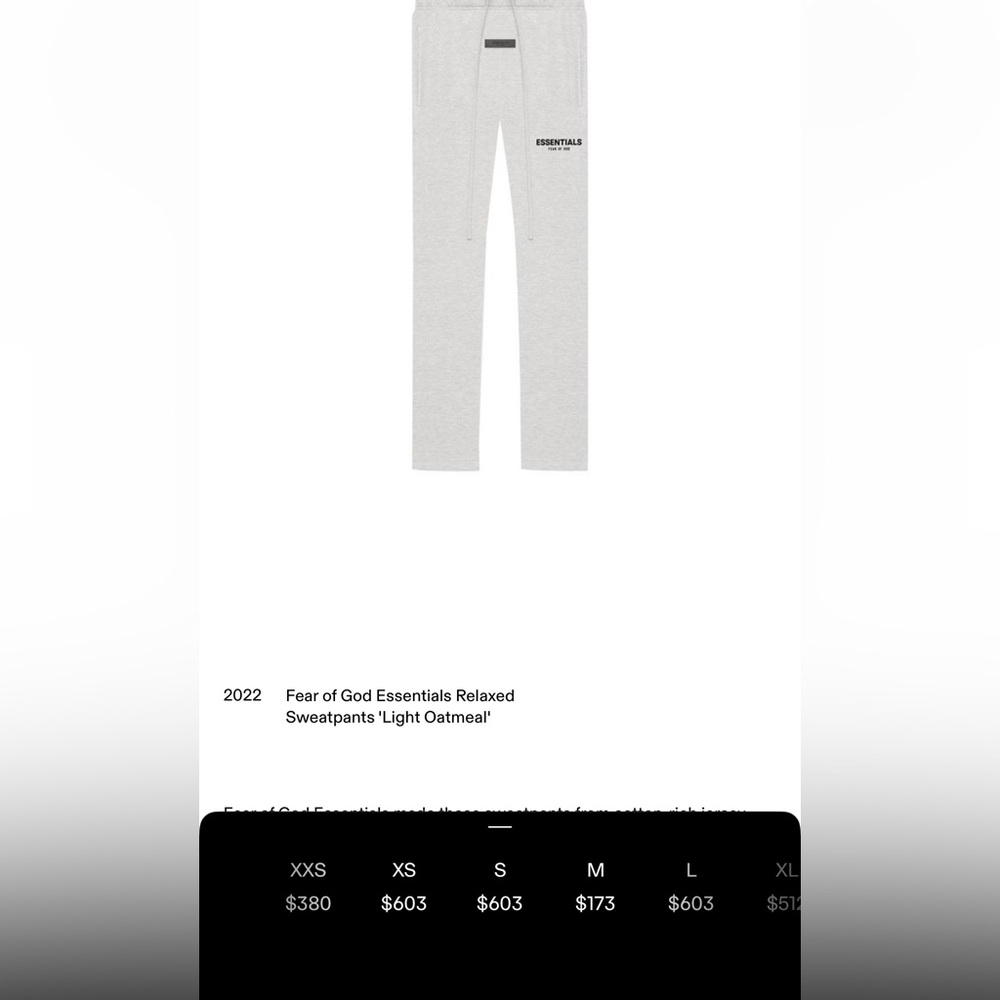 Essentials Light Gray Sweatpants NWT - image 9